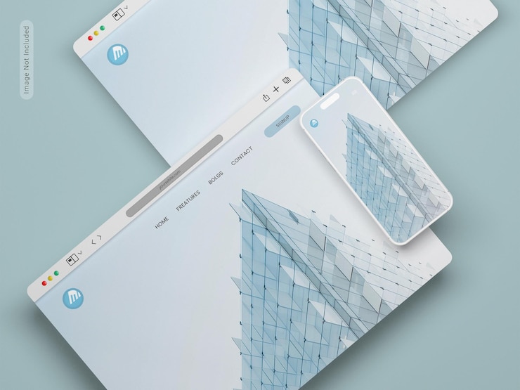 Una pantalla de navegador con una maqueta de teléfono