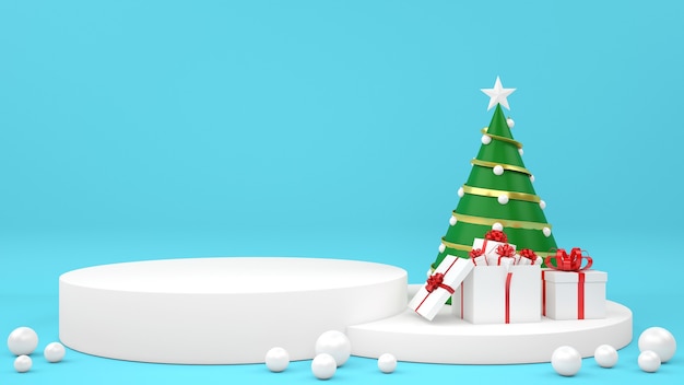 Pantalla de podio de maqueta de pastel de Navidad de muñeco de nieve de caja de regalo