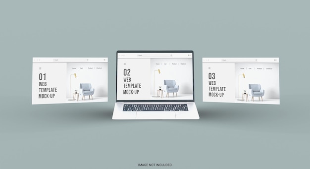 Pantalla de portátil con maqueta de presentación de sitio web