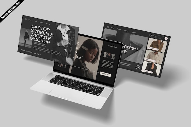Pantalla de portátil y maqueta de sitio web