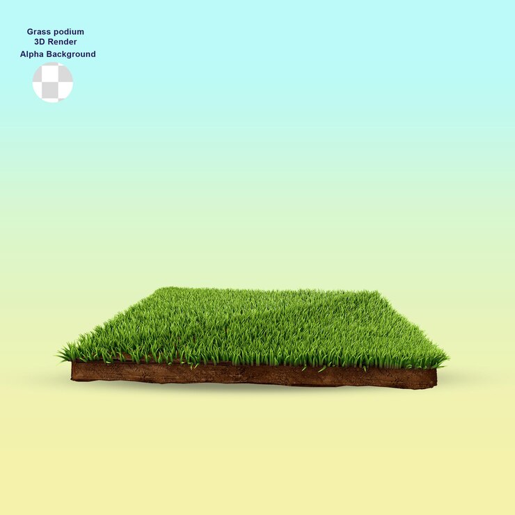 PSD pantalla de renderizado 3d de podio de hierba