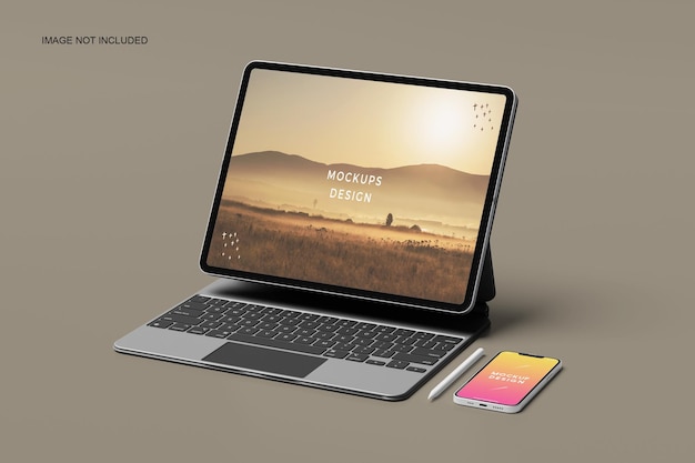 PANTALLA DE TABLETA CON Maquetas DE SMARTPHONE