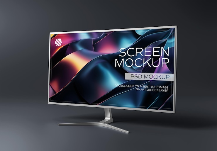 PSD pantalla de televisión inteligente en fondo negro mockup