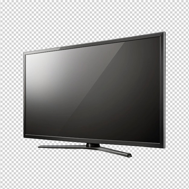 Pantalla de televisión LED negra en blanco sobre un fondo transparente