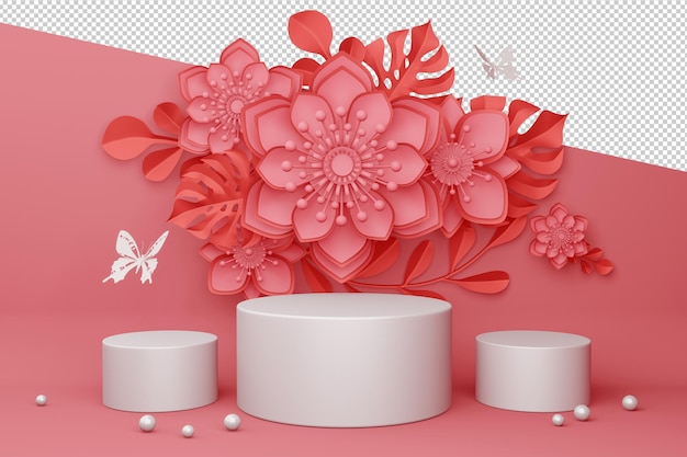 Pantalla vacía con flor para presentación 3D rendering