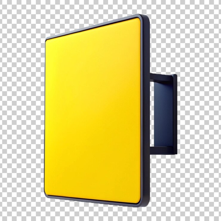 PSD una pantalla de visualización amarilla con un marco negro y una caja de plástico negra que dice cita la palabra cita en