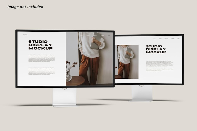 Pantalla de visualización de estudio con maqueta de presentación del sitio web