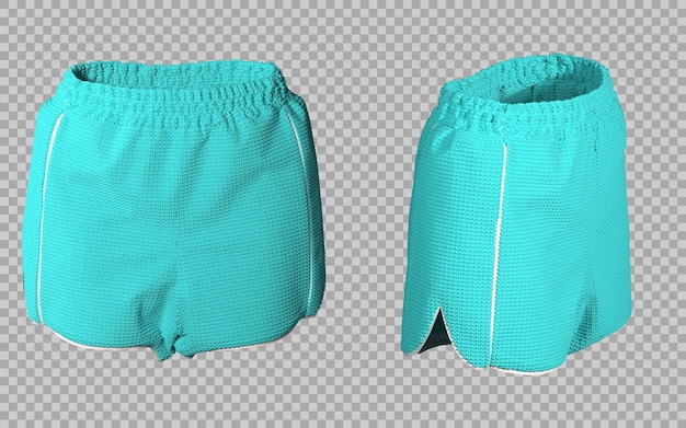 Pantaloncini atletici aqua femminili 3d mockup sfondo trasparente