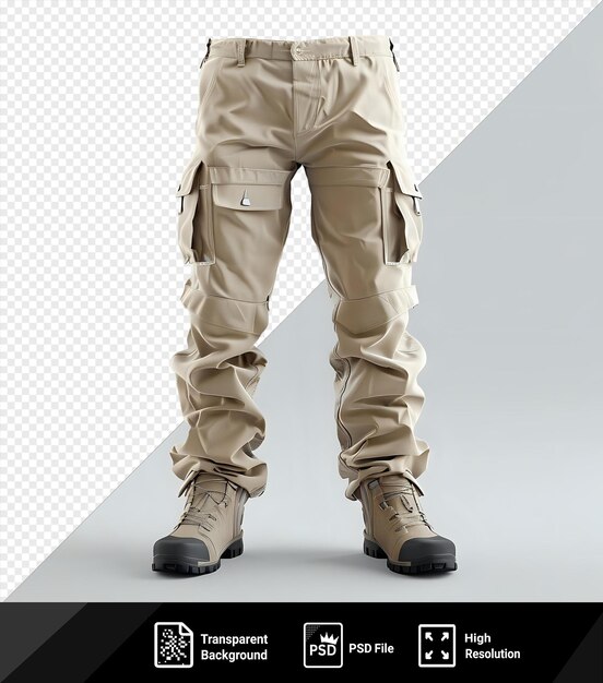 PSD pantalones de carga aislados para hombres con un diseño sencillo con pantalones bronceados y caqui y una pierna bronceada png psd