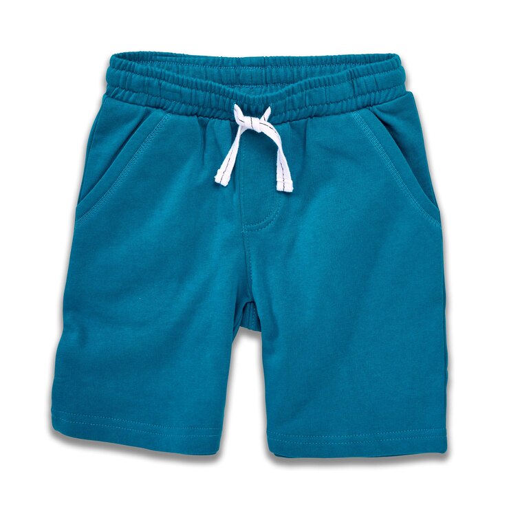PSD pantalones cortos para niños bermuda o bebé medio pantalón azul sólido con patrón delantero