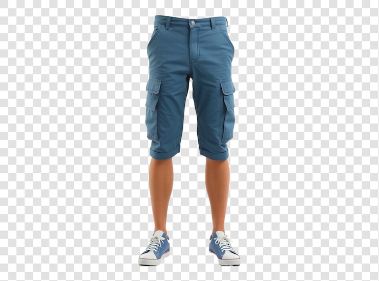 PSD pantalones cortos con un par de pantalones corto azules sobre un fondo transparente