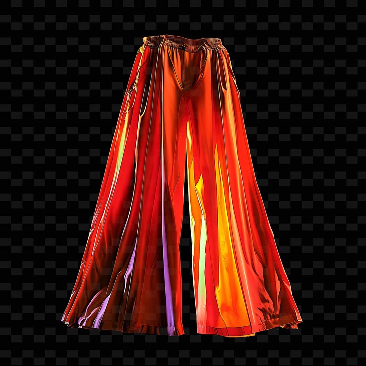 PSD pantalones con diseño de piernas anchas hechos con mezcla de poliéster brilla png ropa de moda de neón única