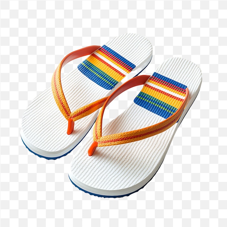 PSD pantofole con strisce arcobaleno sullo sfondo trasparente