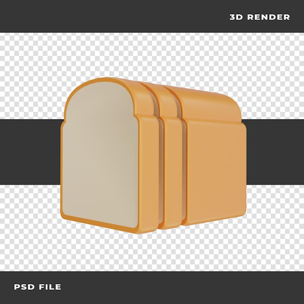 Pão 3d renderizado em fundo transparente