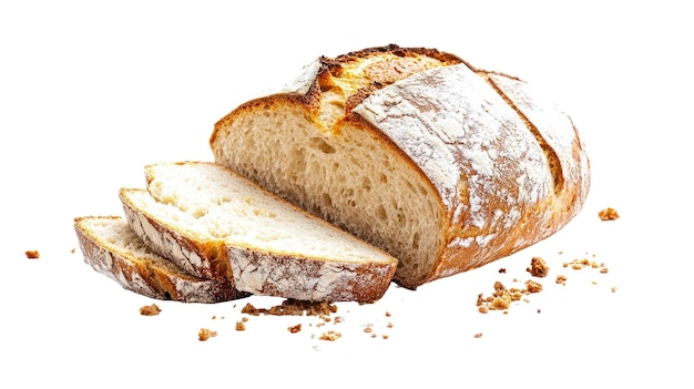 Pão artesanal rústico com fatias mostrando textura de migalhas Fonte transparente PNG
