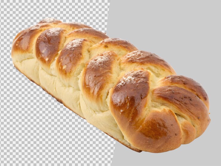 PSD pão de challah trançado de ouro isolado em fundo transparente