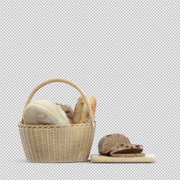 PSD pão isométrico 3d isolado