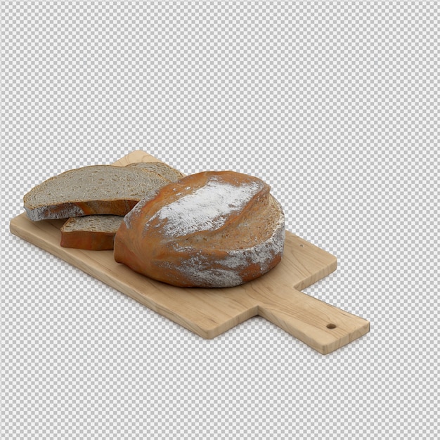 Pão isométrico 3d isolado