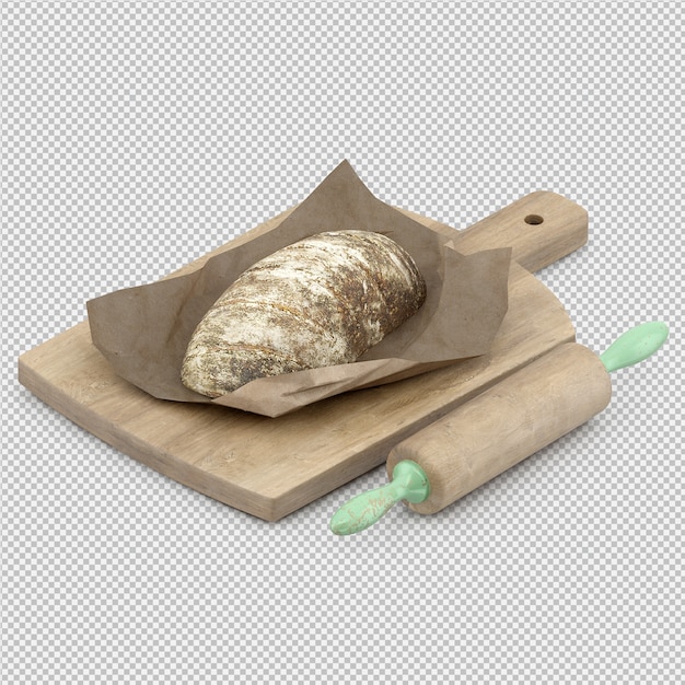 Pão isométrico 3d isolado