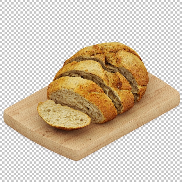 Pão isométrico na tábua de madeira