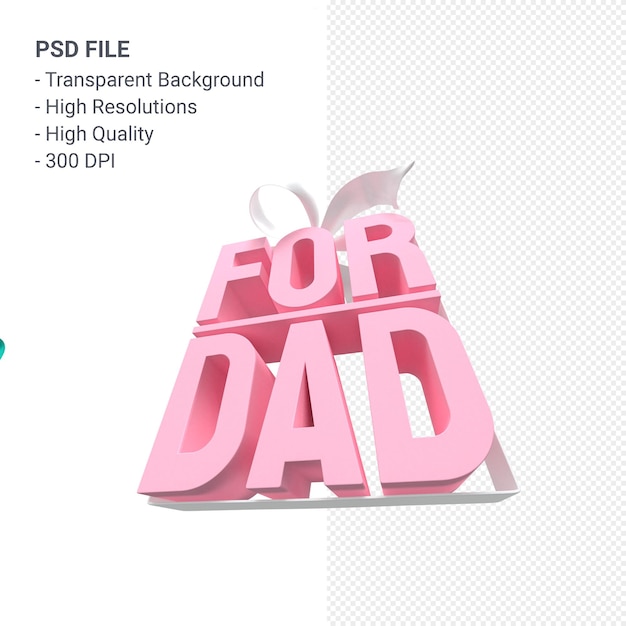 Para papá con arco y cinta 3d rendering aislado