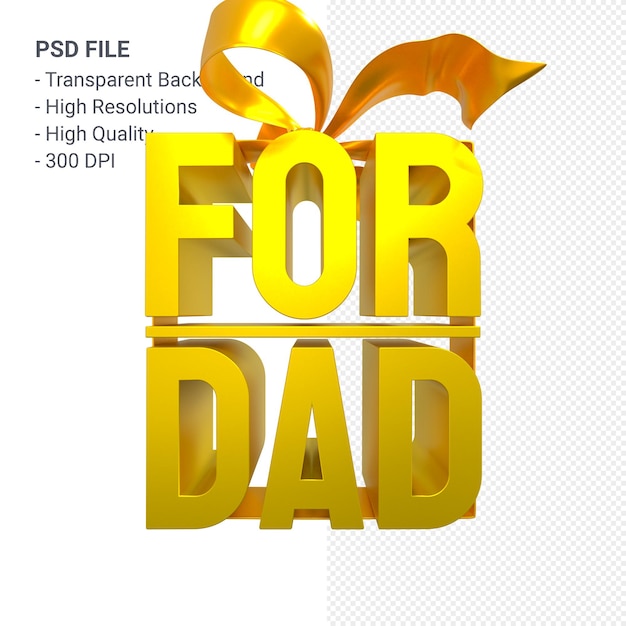 Para papá con arco y cinta 3D rendering aislado