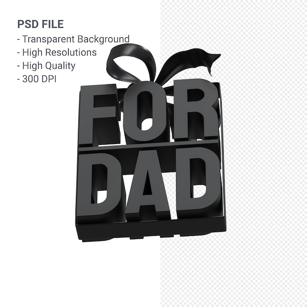 PSD para papá con arco y cinta 3d rendering aislado