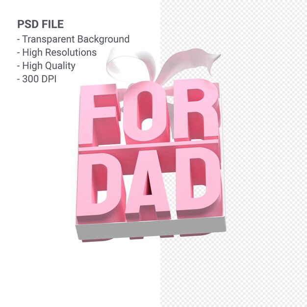 Para papá con arco y cinta 3D rendering aislado