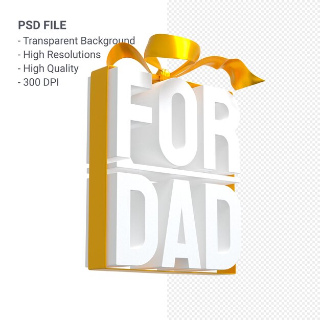 Para papá con arco y cinta 3D rendering aislado
