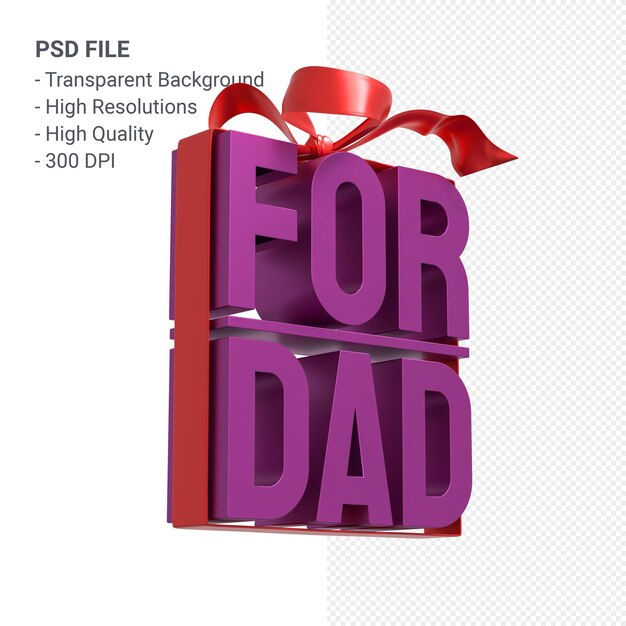 Para papá con arco y cinta 3D rendering aislado