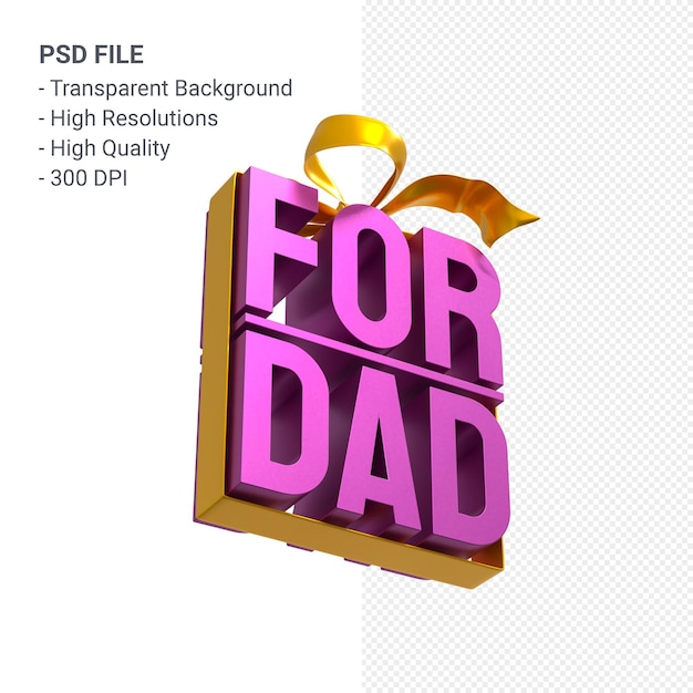 Para papá con arco y cinta 3D rendering aislado