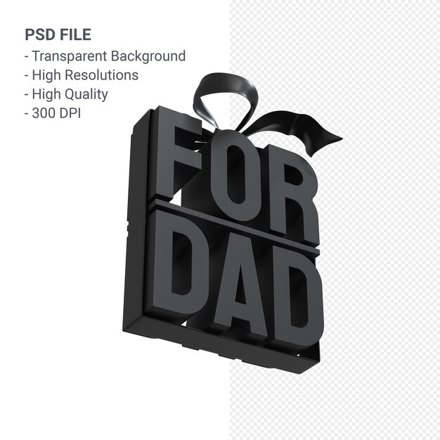 Para papá con arco y cinta 3D rendering aislado