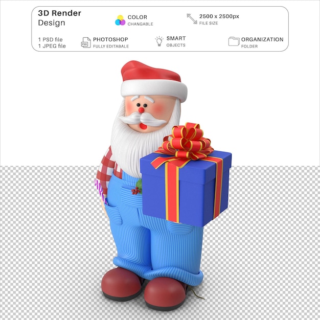 PSD papá noel en el archivo psd de modelado en 3d