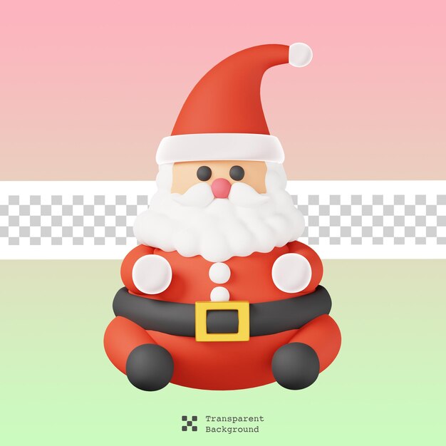 Papá Noel. Navidad, concepto de icono de celebración de vacaciones de año nuevo. Lindo estilo de dibujos animados 3D Render
