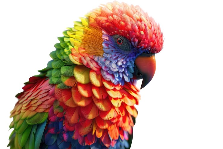 PSD papagaio colorido aislado sobre fondo blanco fotografía de estudio de animales aig57