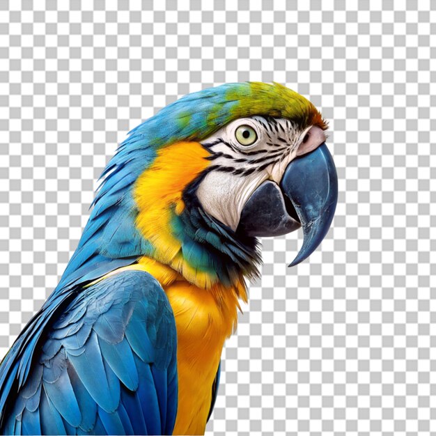 PSD papagaio guacamayo aislado sobre un fondo transparente