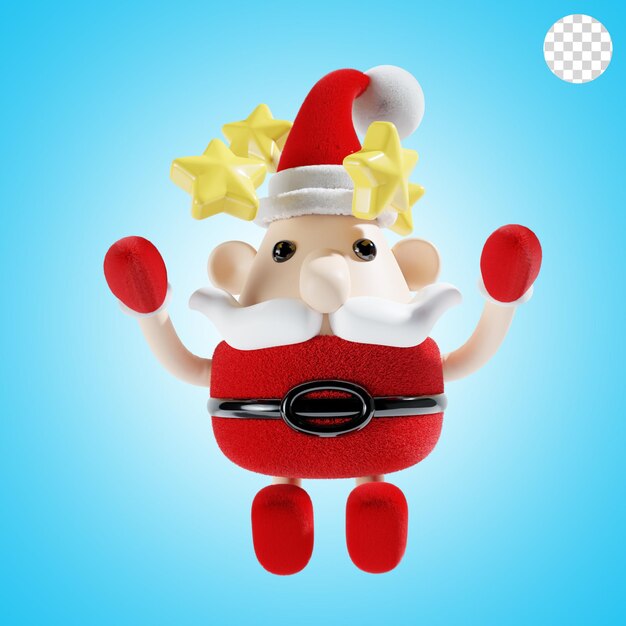 PSD papai noel com estrela de natal ilustração 3d