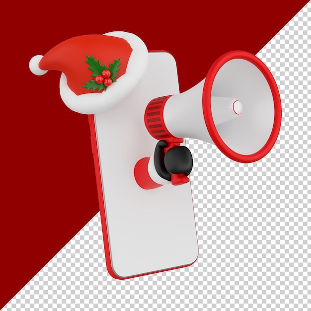 Papai noel com smartphone isolado renderização 3d