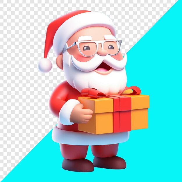 PSD papai noel com um chapéu vermelho trazendo presentes bonitos design 3d adequado para o natal e elementos de design