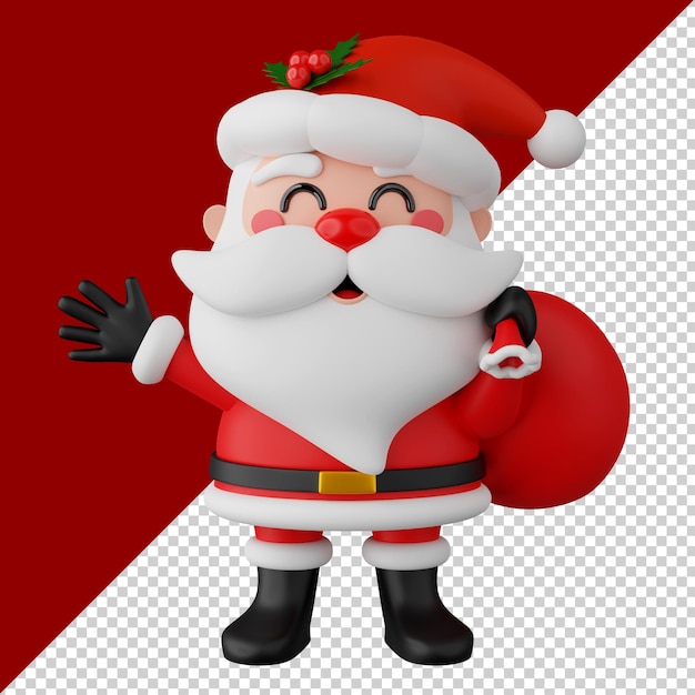 PSD papai noel isolado renderização 3d