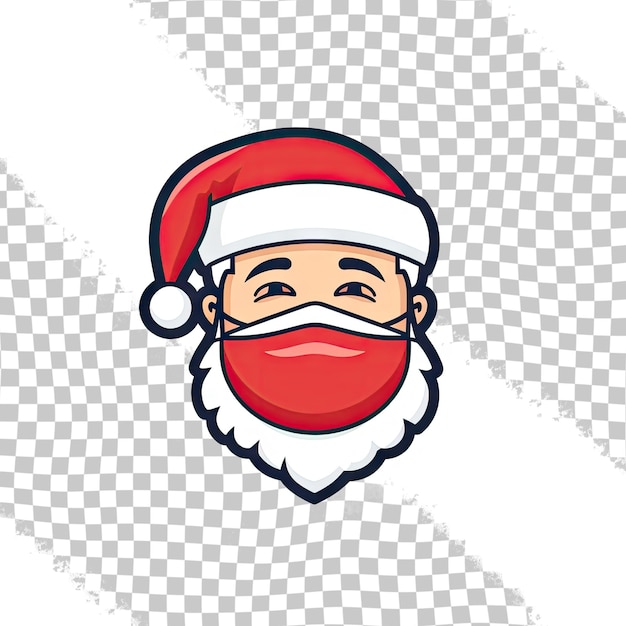 PSD papai noel usando máscara facial médica conceito cultura cristã ocidental cor desenho de ícone símbolo de natal feliz em fundo transparente sinais de celebração de ano novo