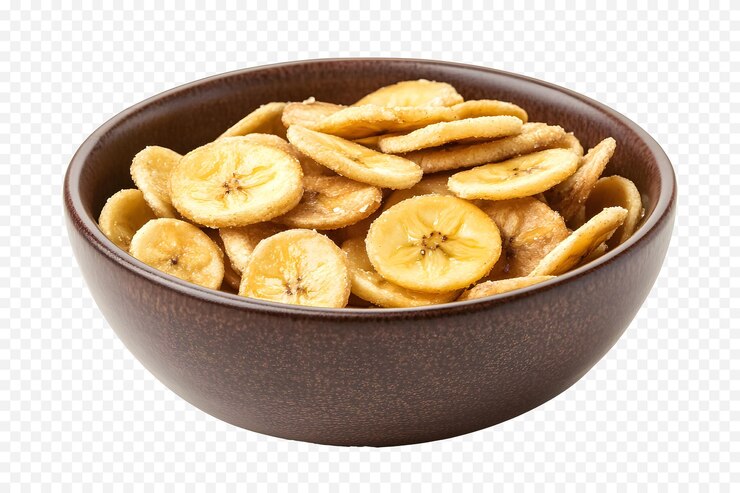 PSD papas de plátano en un cuenco sobre un fondo blanco