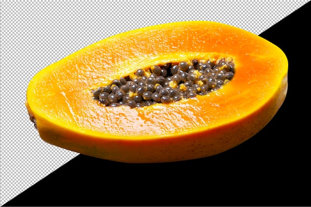 PSD papaya cortada por la mitad muy madura