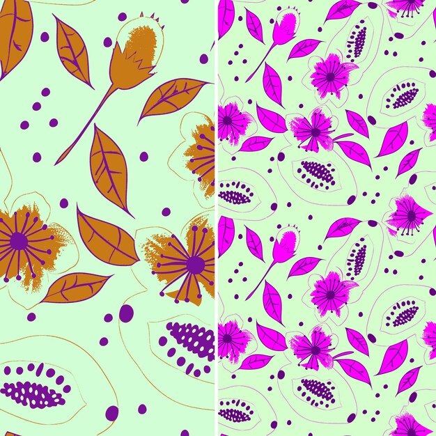 PSD papaya mit blumigen formen und zartem design mit polka dot tropical fruit pattern vector design