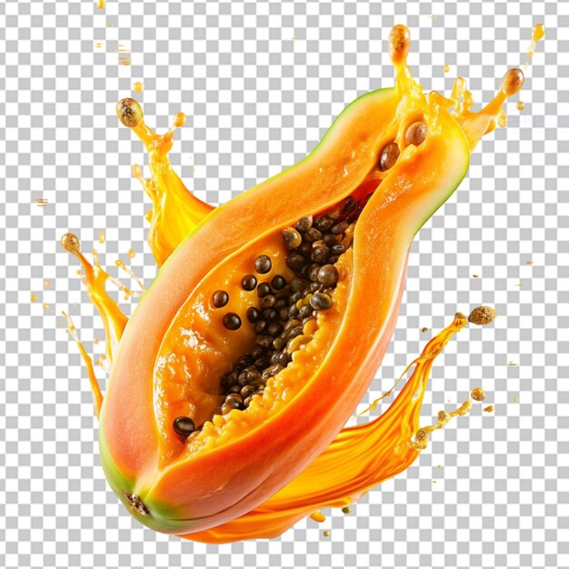 PSD papaya-saft-spritz mit isolierter weißer hintergrund