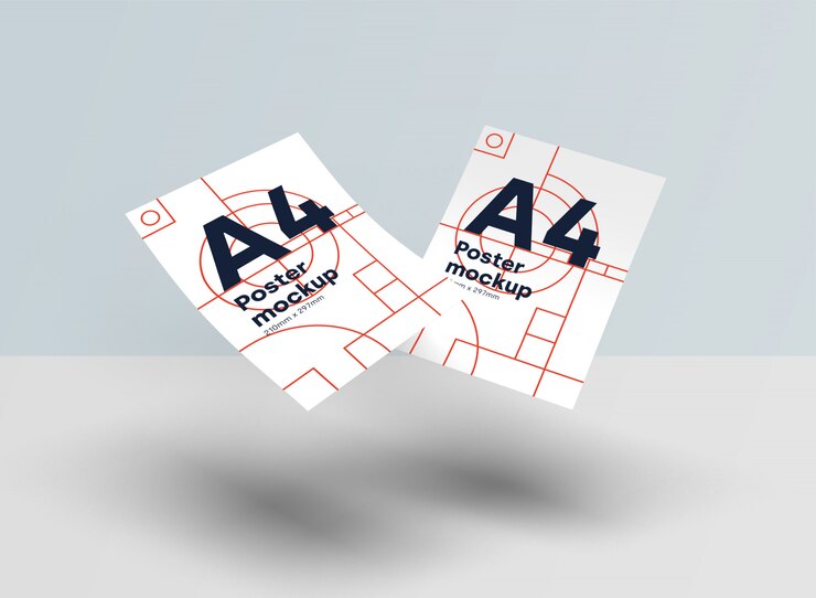 PSD papel a4 maqueta psd gravedad