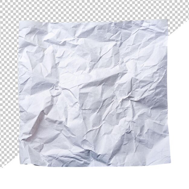 PSD papel blanco arrugado sobre un fondo transparente
