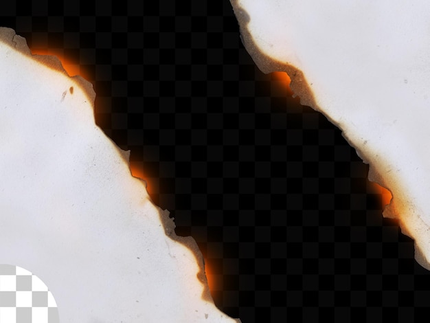 Papel de borde quemado sobre fondo transparente