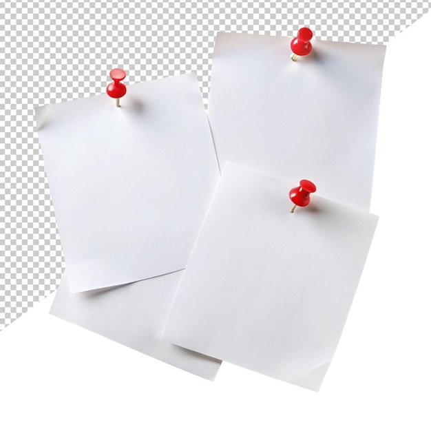 Papel branco alfineteado com fundo transparente ao alfinete