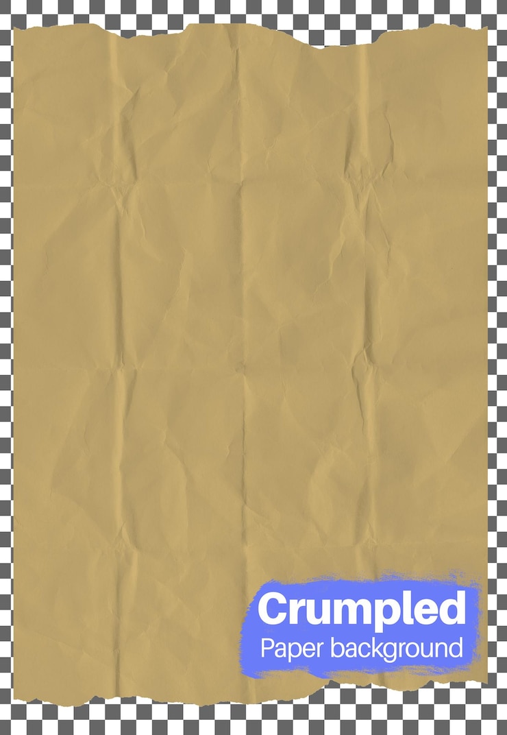 PSD papel castanho amassado sobre fundo transparente